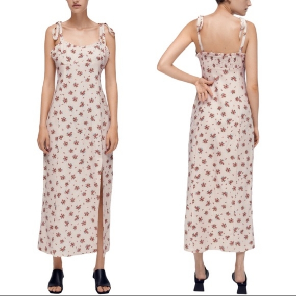 Zara Linen Cream Floral Maxi - Picture 1 of 9